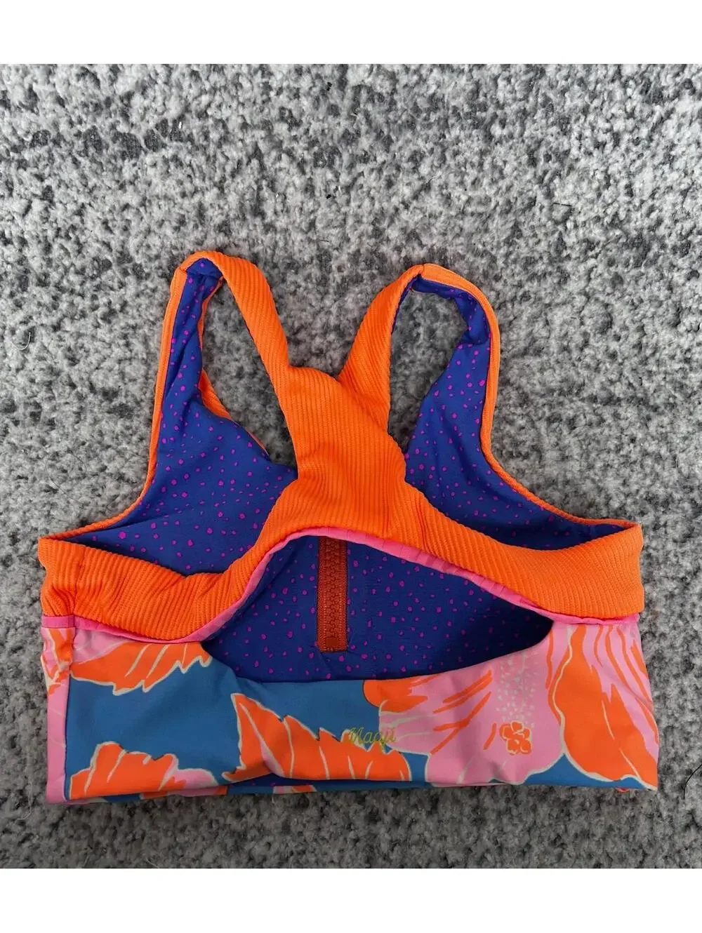 Maaji Girls Reversible Bikini Top Small 6-8 Colorful Zip Swim NWOT